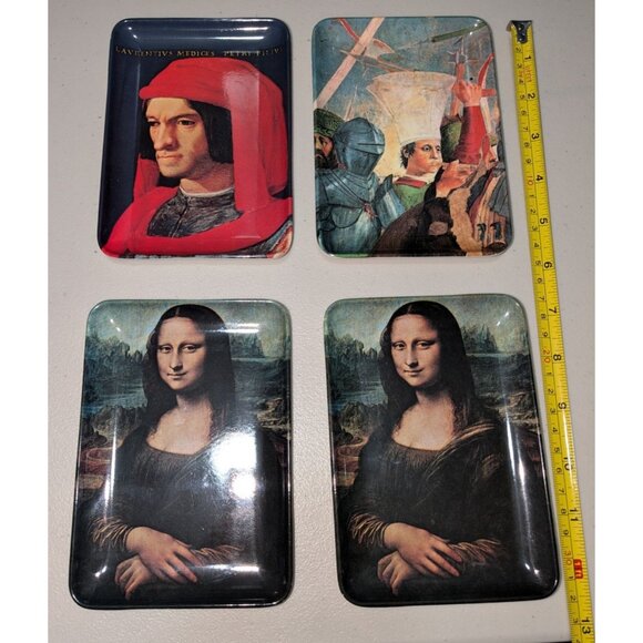 Set Of 4 Decorative Renaissance-Themed Melamine Rectangular Trays Featuring Mona - Picture 9 of 10